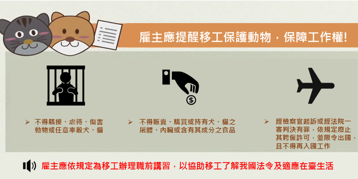 提醒移工保護動物，雇主應該怎麼做？勞動部告訴你